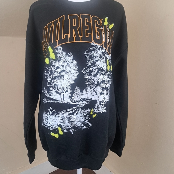 Civil Regime "Off The Beaten Path"  Black Crewneck Sweatshirt Size M - Picture 2 of 10